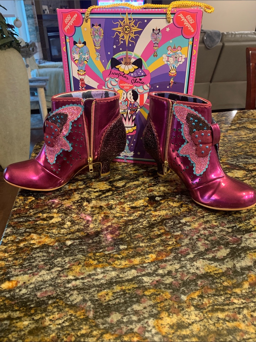 Irregular Choice Mariposa Ankle Boots in Metallic Pink/Purple - Picture 5 of 12